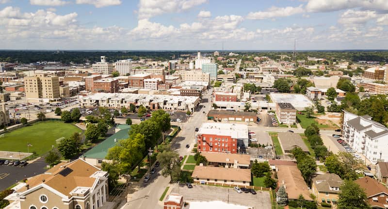Aerial view of downtown Springfield.