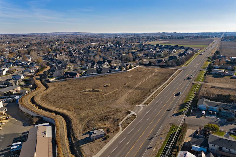 Residential Area With Empty Land Main Road in Nampa, Idaho.