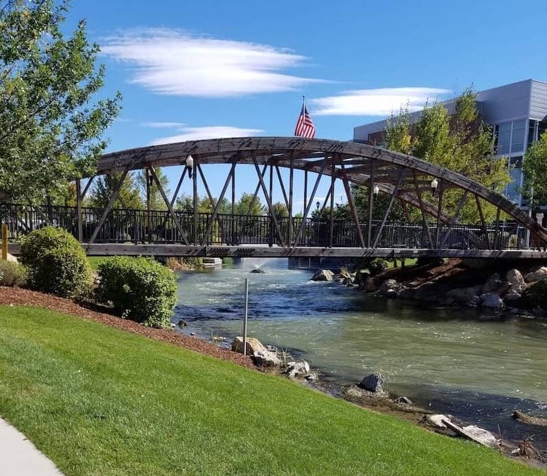 Bridge over Indian Creek in downtown Caldwell, Idaho.