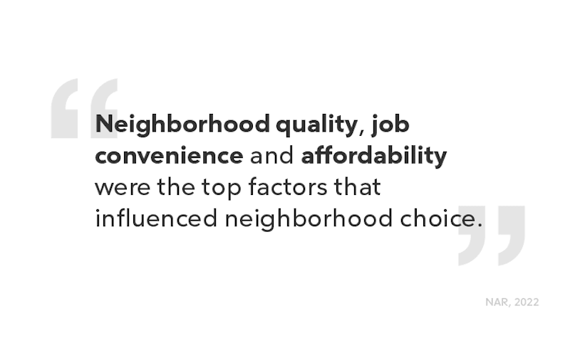 Infographic quote about neighborhood factors.