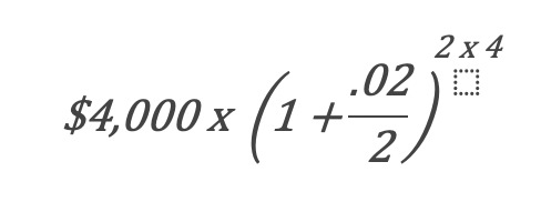 $4,000x[1+(.02/2)]^2x4.