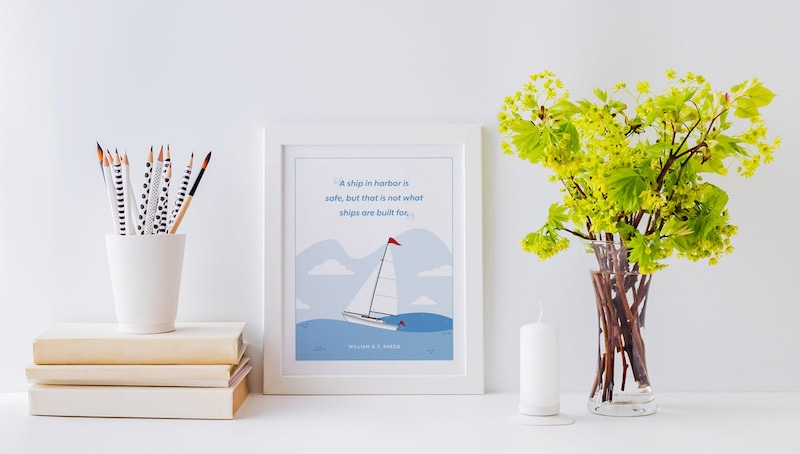 quote in frame on desk