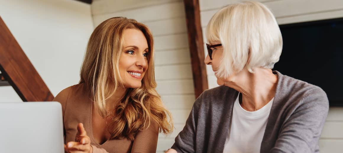 Grandmother speaking to daughter.
