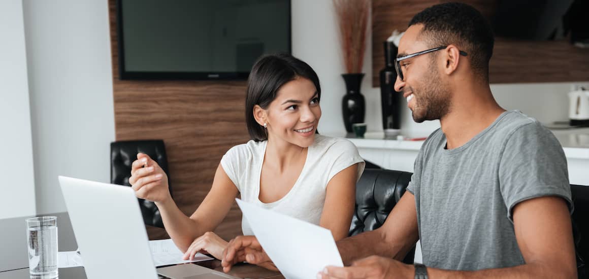 couple looking at finances