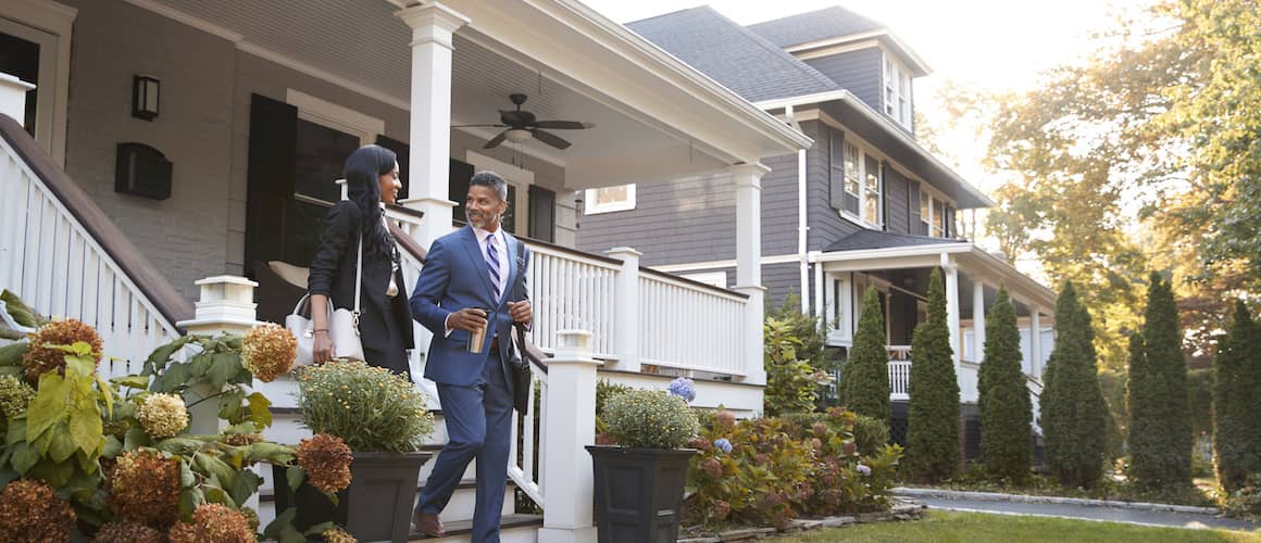 Couple after walking through inspection on home offer.