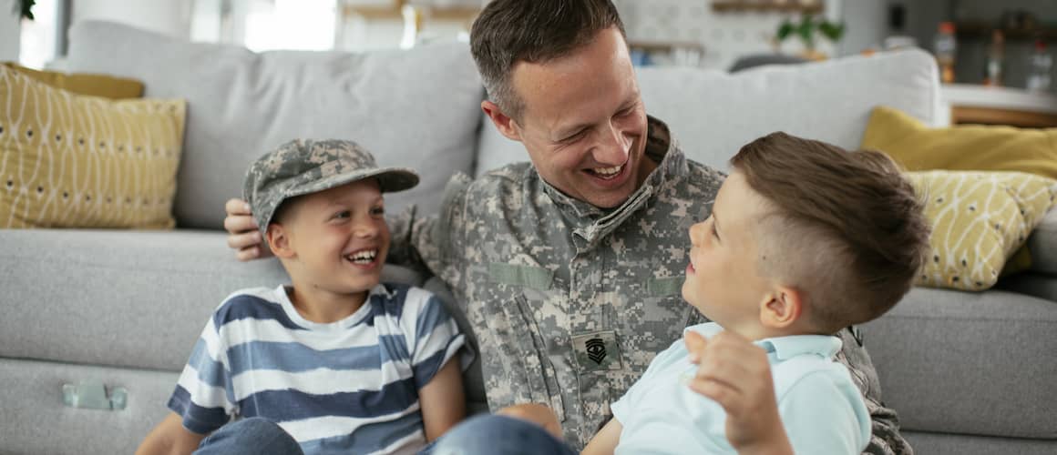 Military Dad With Two Sons