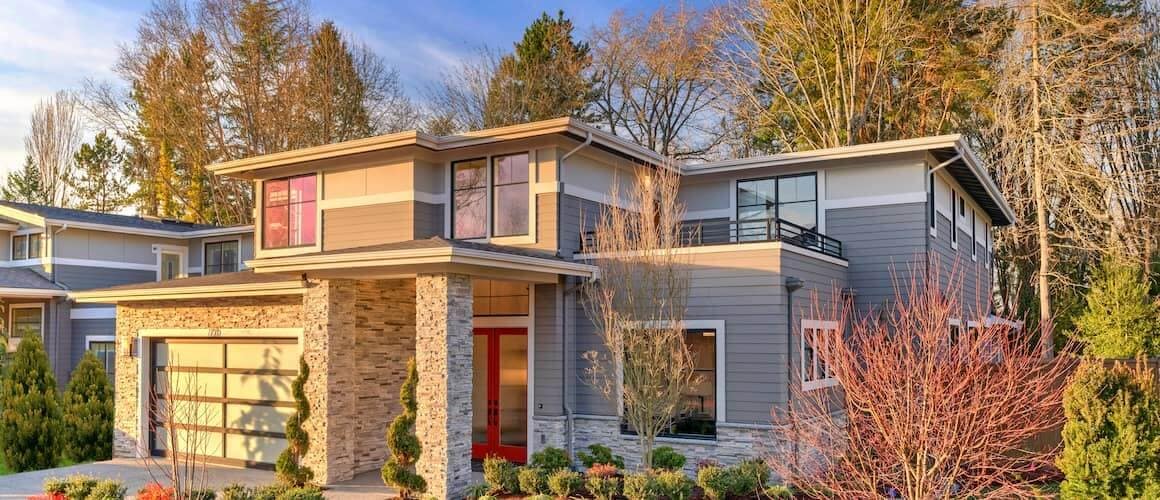 Modern contemporary home with lots of windows.