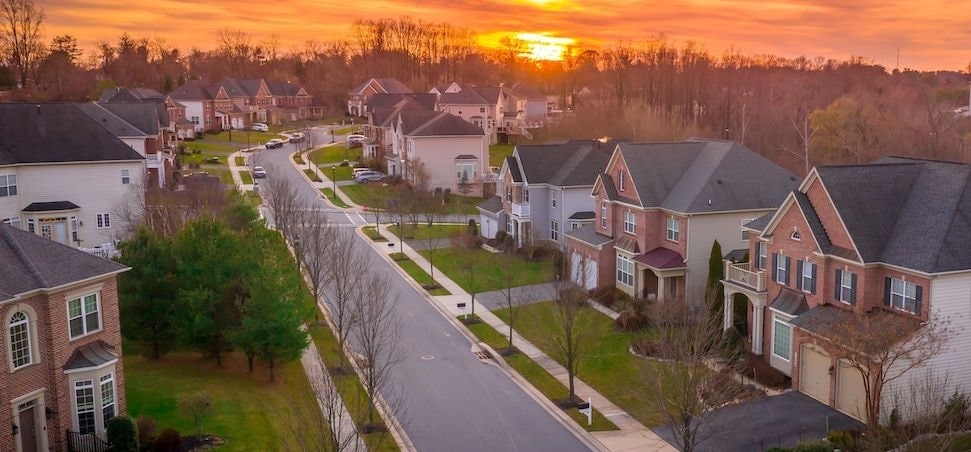Neighborhood at sunset.