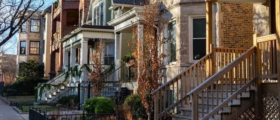 Row of homes in Andersonville, Chicago.