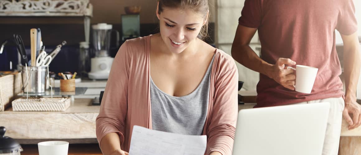 Woman reviewing finances.
