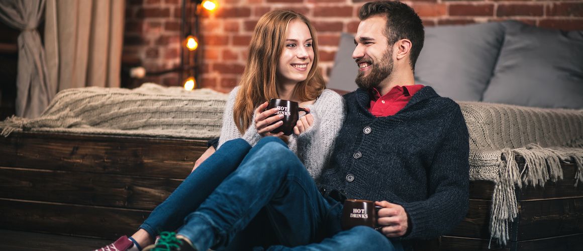 Young couple cozy in their apartment.