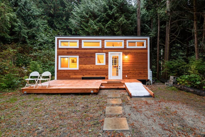 Small rectangular wooden home.
