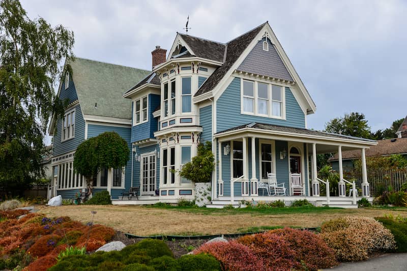 Blue Victorian style home.