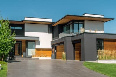 Angular, contemporary-style house.