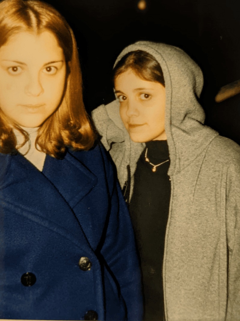 A young Tabby, pictured right, posing with her sister