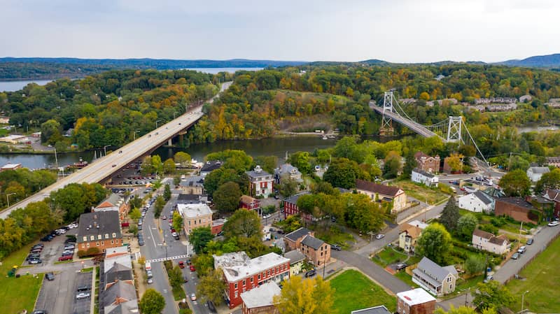 Aerial view of Kingston, New York.