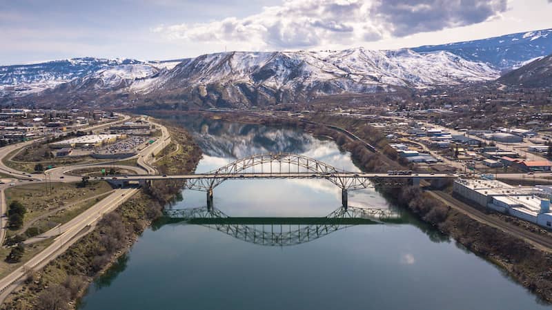 Aerial view of Wenatchee Washington.