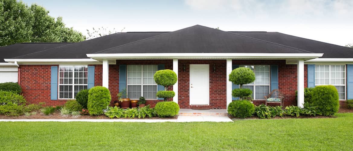 1980s brick ranch home.