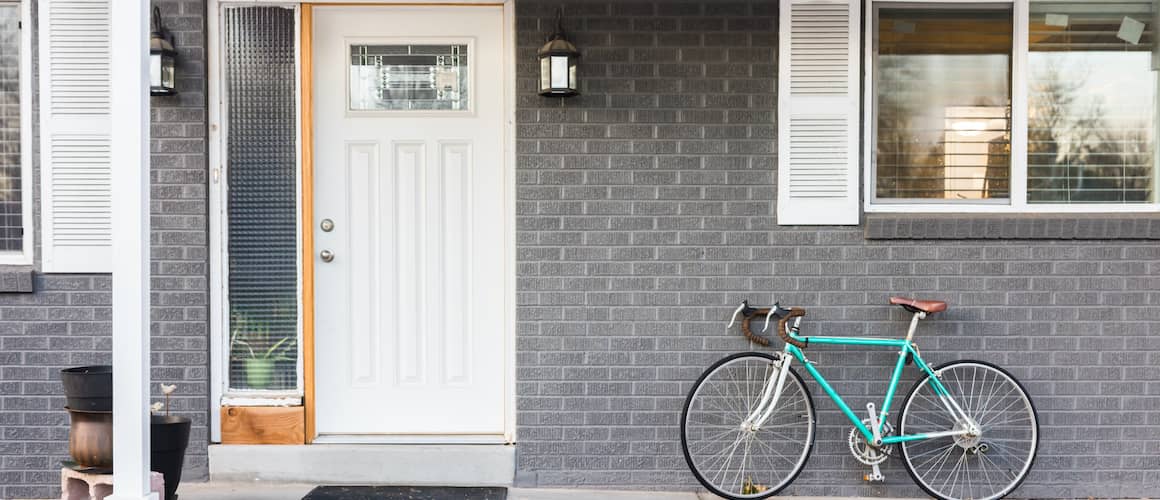 Turquoise Bicycle Bike On Front Porch